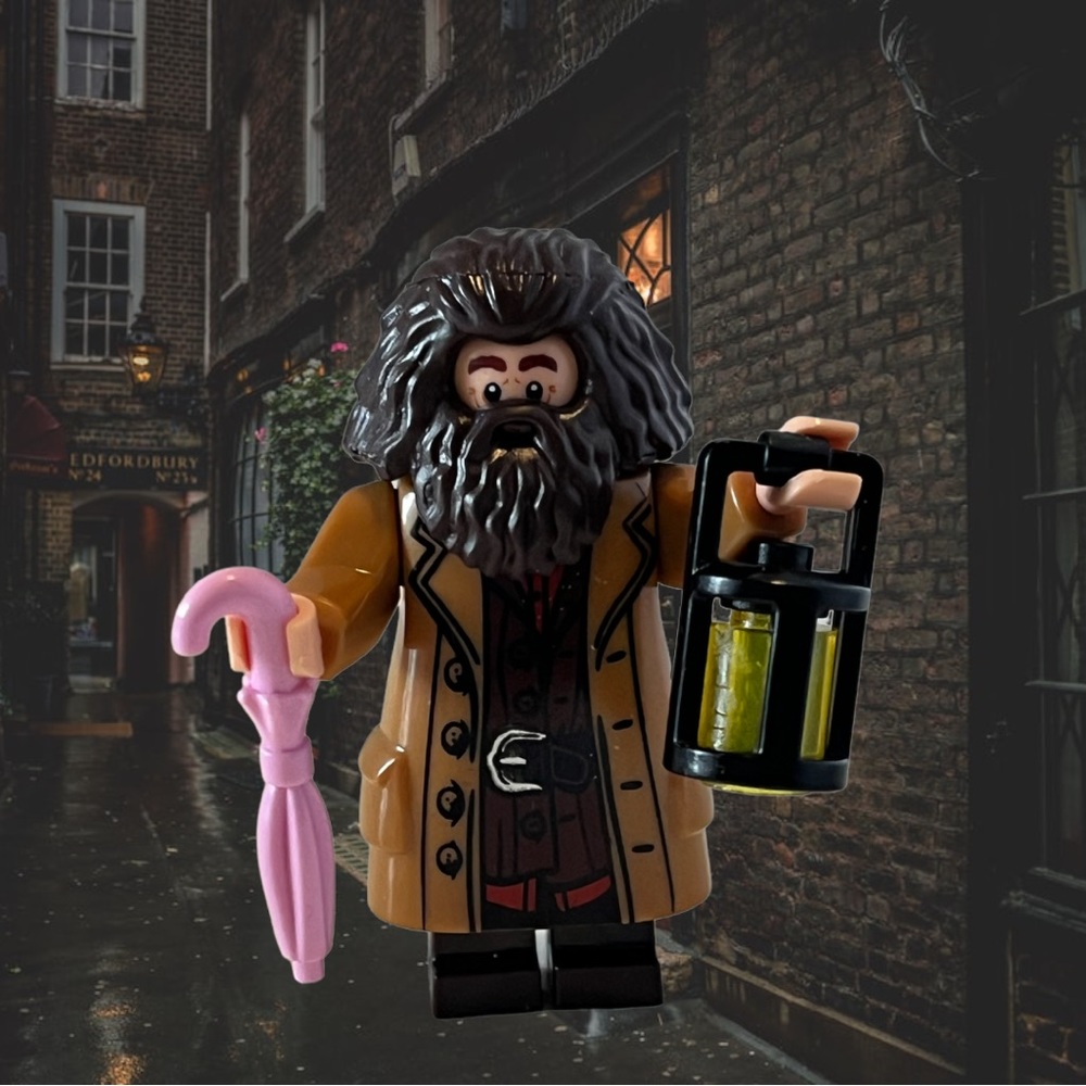 Harry Potter Rubeus Hagrid Mini Figure with Umbrella Lantern Lego Compatible
